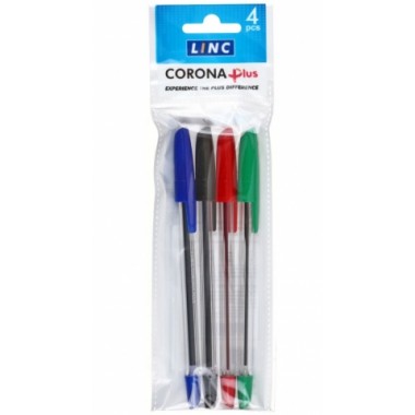 Набор шариковых ручек Linc Corona Plus, 4 шт., 4 цв.