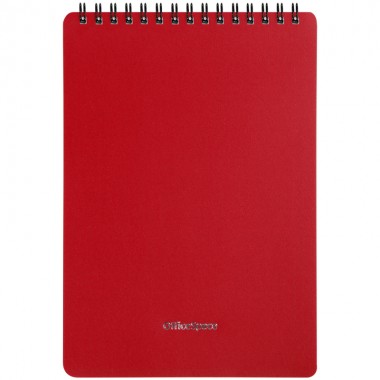 Блокнот на гребне OfficeSpace "Base", А5 60л.,красная пластиковая обложка
