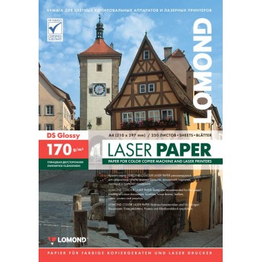 Бумага для лазерной фотопечати глянцевая двусторонняя Lomond, А4 (210×297 мм), 170 г/м², 250 л., глянец,