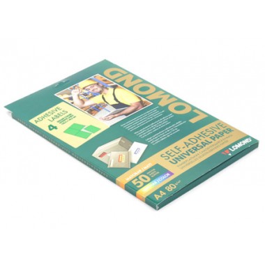 Бумага самоклеящаяся для изготовления этикеток Lomond, А4, 4 шт., 105×148,5 мм, матовая, зеленая