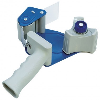 Диспенсер для клейкой ленты упаковочной Donau, для клейкой ленты шириной до 50 мм, серый с голубым