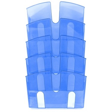 Лоток секционный настенный «Юниопт» (5 секций), 590×335×90 мм, прозрачный синий