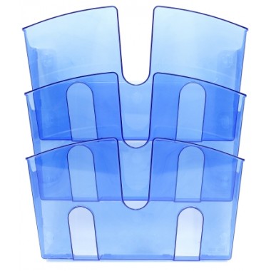 Лоток секционный настенный «Юниопт» (3 секции), 420×335×90 мм, прозрачный синий