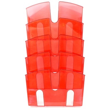 Лоток секционный настенный «Юниопт» (5 секций), 590×335×90 мм, прозрачный красный