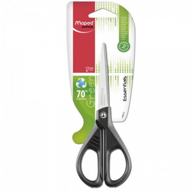 Ножницы канцелярские Maped "Essentials Green" , 170 мм, цвет ручек - черный