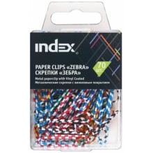 Скрепки «Зебра» Index, 32 мм, 70 шт., в пластиковой коробочке