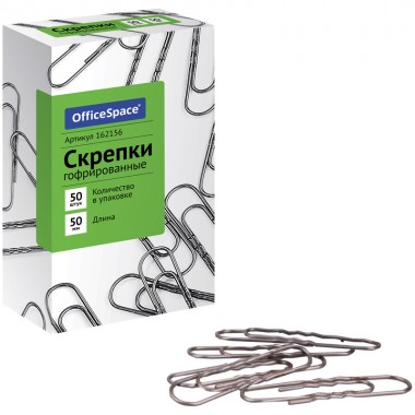 Скрепки 50мм, OfficeSpace, 50шт., гофрированные