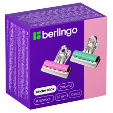 Зажим для бумаг бульдог 57мм, Berlingo, цветные (цена за упаковку 10шт.)