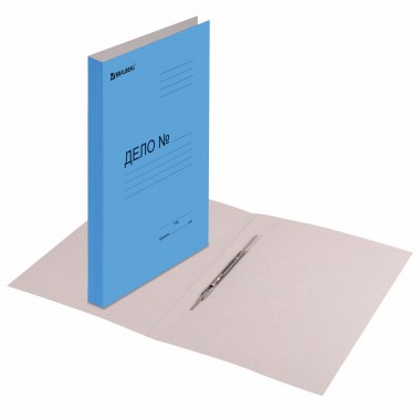 Скоросшиватель картонный мелованный BRAUBERG, пл. 360 г/м2, синий