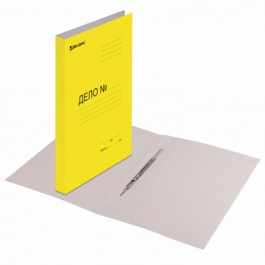 Скоросшиватель картонный мелованный BRAUBERG, пл. 360 г/м2, желтый