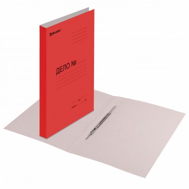 Скоросшиватель картонный мелованный BRAUBERG, пл. 360 г/м2, красный