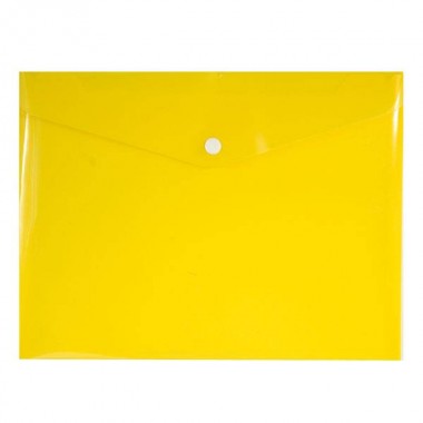Папка-конверт пластиковая на кнопке inФормат А5+, 280 × 210 мм, толщина пластика 0,18 мм, прозрачная желтая