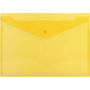 Папка-конверт пластиковая на кнопке inФормат, толщина пластика 0,18 мм, прозрачная желтая