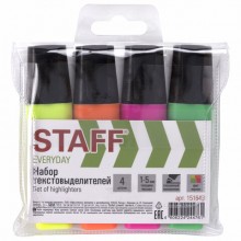 Набор текстовыделителей STAFF "EVERYDAY" HL-638, 4 шт., АССОРТИ, линия 1-5 мм