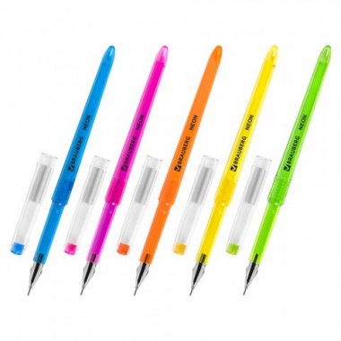 Ручка гелевая BRAUBERG DIAMOND NEON, черная, 0,5мм, игольчатый стержень