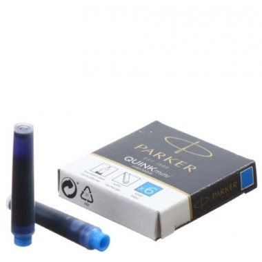 Чернила в капсулах Parker, синие, 6 шт., мини, Quink washable