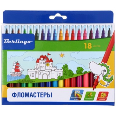 Фломастеры «Замки», 18 цветов, толщина линии 1-2 мм, вентилируемый колпачок