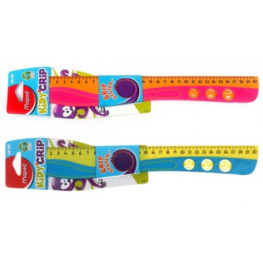 Линейка пластиковая Kidy Grip, 30 см, односторонняя, ассорти