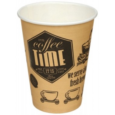 Стакан одноразовый бумажный для горячих напитков 250 мл, «Кофе тайм»