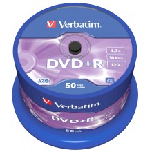 Диск Verbatim "Matt silver", DVD-R 4.7 ГБ, круглый бокс, 50 шт на шпинделе