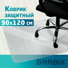 Коврик защитный напольный BRABIX, поликарбонат, 90х120 см, глянец, толщина 0,8 мм,