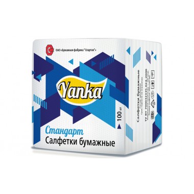 Салфетки бумажные Yanka Стандарт, белые, 100 шт