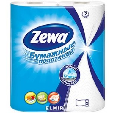 Полотенца бумажные "Zewa" (в рулоне), 2 рулона, белые