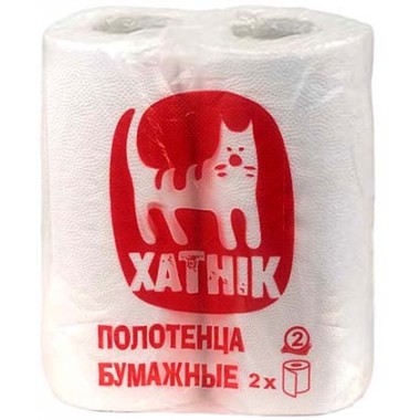 Полотенца бумажные «Хатник» (в рулоне), 2 рулона, ширина 220 мм, белые