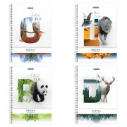 Тетрадь А4, 96 л., BRAUBERG, гребень, клетка, обложка картон, "Fauna"